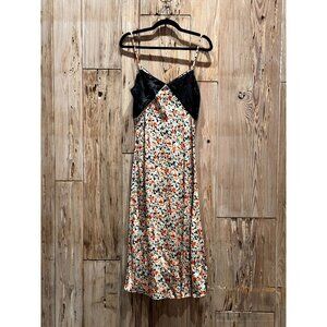 Dakota Jinx Womens Raquel Noir Floral Silk Slip Midi Dress XS-S